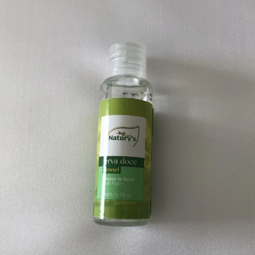 Espuma de banho frasco cilíndrico 35ml erva doce com 100 unidades