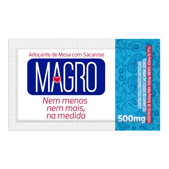 Adoçante de Mesa em Pó com Sacarose Magro Sachê 500mg (Caixa com 1000 unidades)